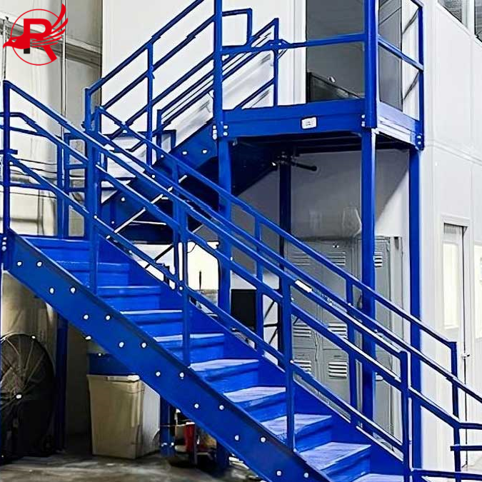 An outdoor spiral steel staircase