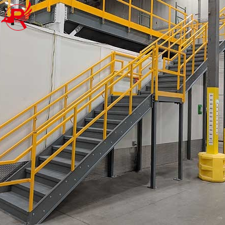 Steel staircase placed indoors