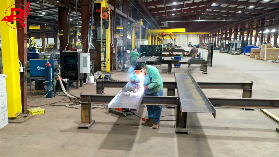 Workers are welding H Beam
