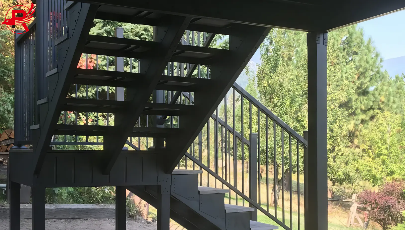 Outdoor steel staircase section display